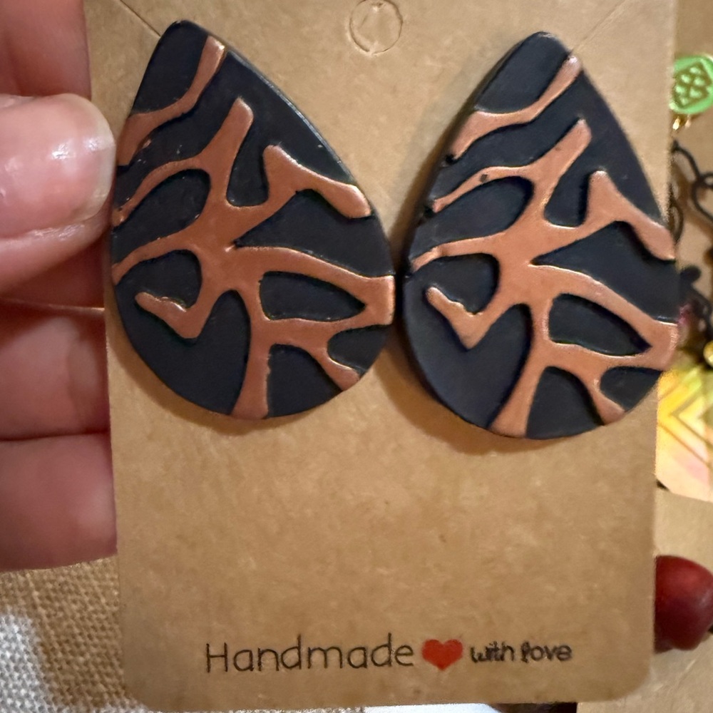 Black and Brown Teardrop Earrings